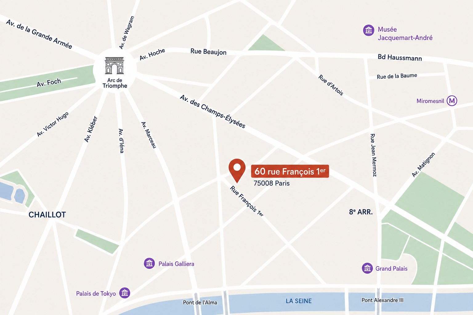 Plan - 60 rue Francois 1er, 75008 Paris